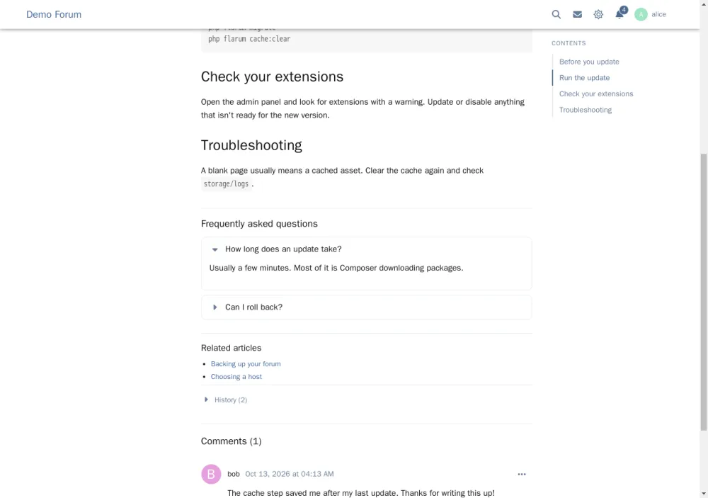 wiki-faq.png FAQs, related articles and comments under an article